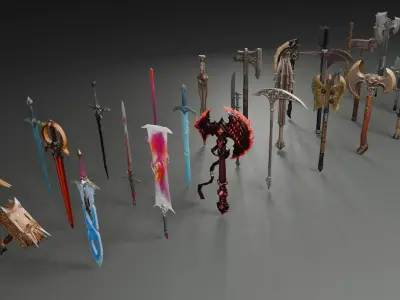 Stylized Fantasy Weapons Set 2 3D model