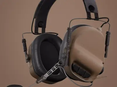 Military Headset Low-poly 3D model