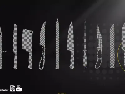 35 Knife Pack Low-poly 3D model