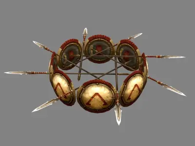 Defensive formation composed of shields  Low-poly 3D model