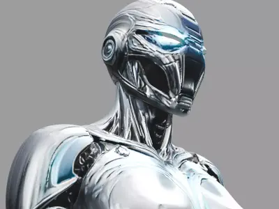 Cyberpunk Chrome Female Mech Suit 3D model