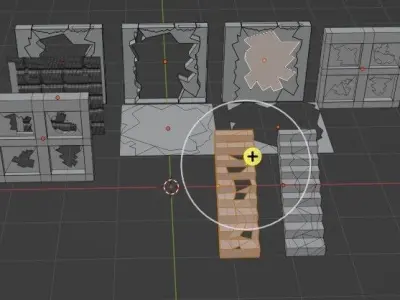 buildings destroyed Free low-poly 3D model