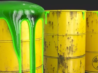 Toxic Waste Barrels Low-poly 3D model