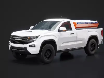 Snow Plow Pickup Truck Winter Service Utility Vehicle  Low-poly 3D model