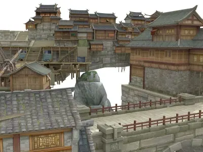 Ancient town Low-poly 3D model