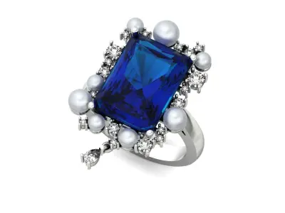 vintage ring with pearls and radiant 1251 3D print model