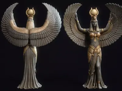 Egyptian Statue God Isis  Low-poly 3D model