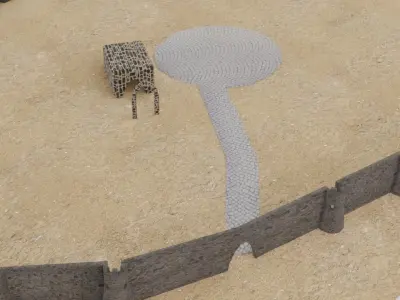 Medieval Fortress Walls Scene Low-poly 3D model