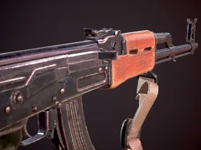 AK-47 rifle Low-poly 3D model get