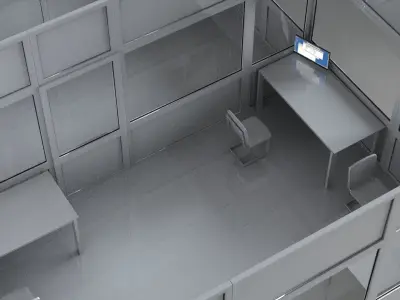 office partitions plastic partitions  set Low-poly 3D model