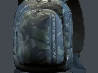 Backpack Camping Generic military human bag storqge baggage Low-poly 3D model 13