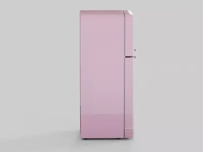 Retro fridge pink Low-poly 3D model