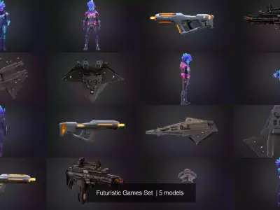 Futuristic Games Set 3D Model Collection