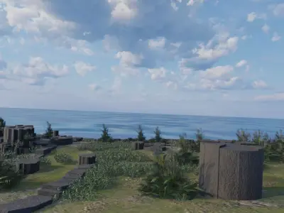 Ancient Stone Ruins By The Sea 3D model
