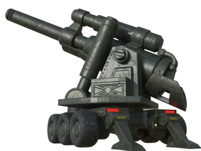 Cannon machine gun Low-poly 3D model