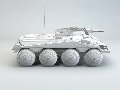 Low Poly SdKfz 234 3 Stummel Armored Car Low-poly 3D model