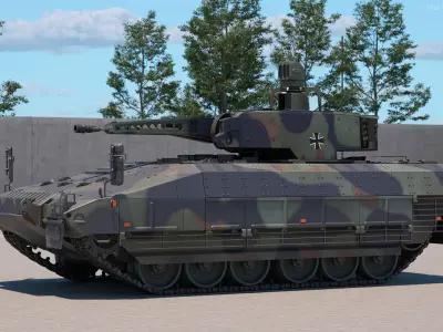 Puma German IFV Military Tank Green Rigged 3D model