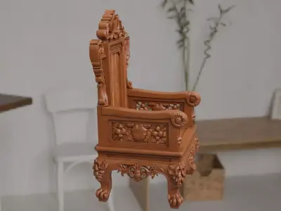 Elegant Vintage Oak Chair - High Detail 3D model