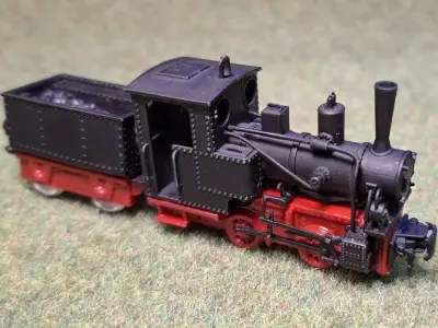 Steam Locomotive Borsig Bn2T with tender 1-87 H0e750mm resin 3D print model