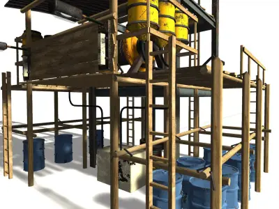 Oil Rig Tower Low-poly 3D model