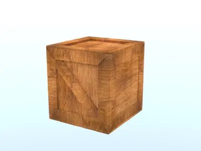 wooden box Low-poly 3D model 6