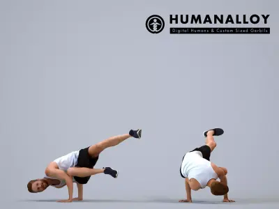 00077Nash002 - Adult Caucasian man crouching during exercise in 3D model
