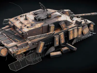 Challenger 2 Destroyed Tank 3D model