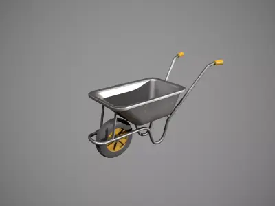 Metal - Yellow Wheelbarrow Low-poly 3D model