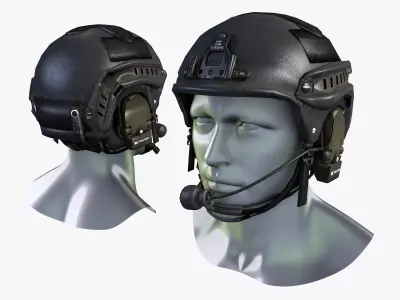 Tactical Headset Military Helmet Low Poly Low-poly 3D model