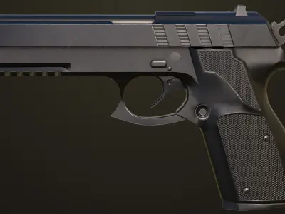 Pistol 01 Black Generic All PBR Unity UE Textures Included Low-poly 3D model