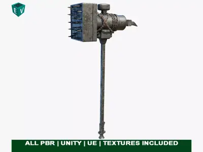  Battle Hammer Metal Version All PBR Textures Included Low-poly 3D model