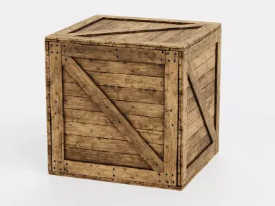 Wooden Crate V3 - Weathered Storage Box 3D model