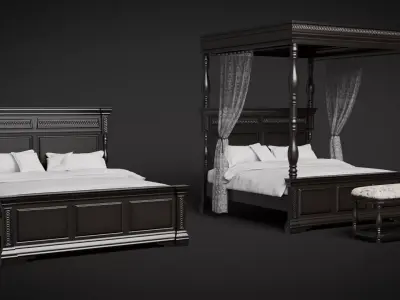 Bed Collection- Game Ready Low-poly 3D model