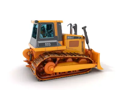 Yellow Bulldozer Construction model pack Low-poly 3D model