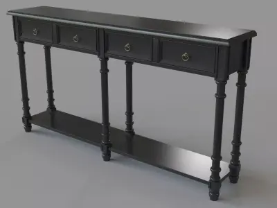 Classic Two Drawer Console Table Black 3D model