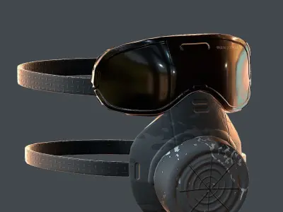 Gas mask helmet 3d model scifi Low-poly  Low-poly 3D model 12