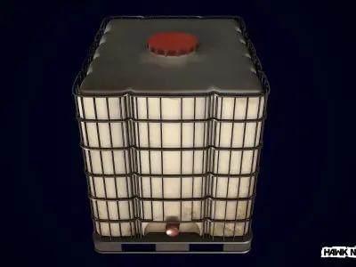 Liquid tank container Water Box Low-poly 3D model