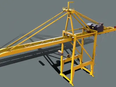 PBR Quayside Container Crane Version 1 - Yellow Light Low-poly 3D model