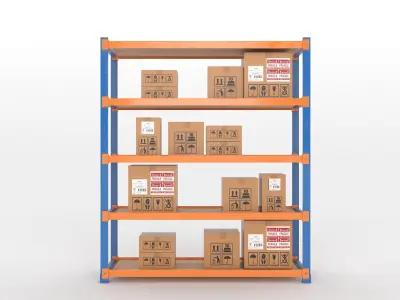 Industrial Warehouse Storage Rack 3D Model  Low-poly 3D model