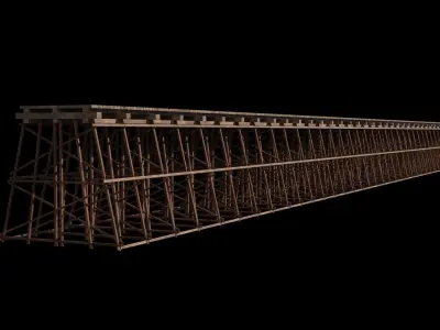 Wood Trestle 2 Lod textures and materials  2K and 4K Low-poly 3D model