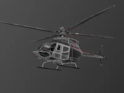 Helicopter with lights in sky 3D model
