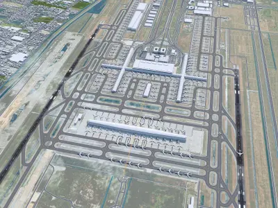 Bangkok Suvarnabhumi Airport 12km Low-poly 3D model