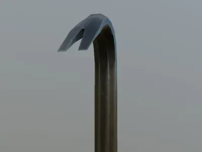 Crowbar low-poly game ready metal rod with hook Low-poly 3D model