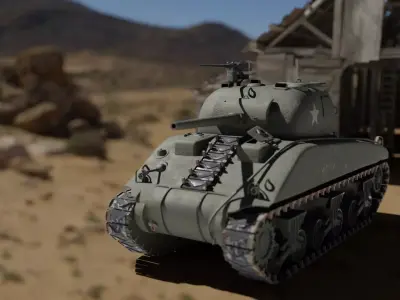 SHERMAN m4 tank Low-poly 3D model