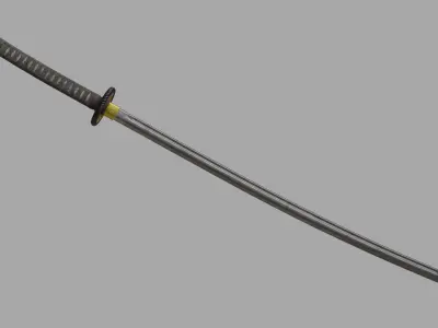 Katana samurai sword Low-poly 3D model 8