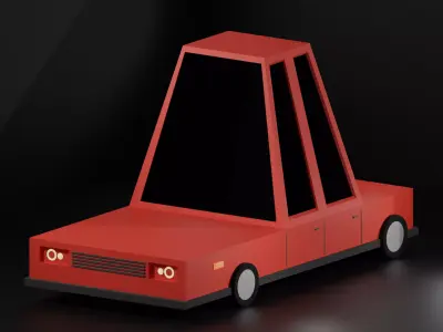 Low poly red car  minimal style Free low-poly 3D model