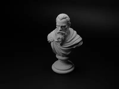 Fantasy Mage Warrior Bust Chess 3D print model get