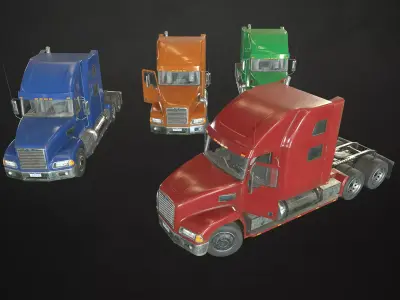 Semi Truck Tractor Low-poly 3D model