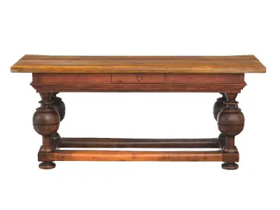 Antique Dutch Oak and Pine Ball Leg Table 3D model
