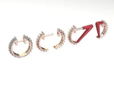 Dainty Double Row Diamond Infinity Hoops 3D print model